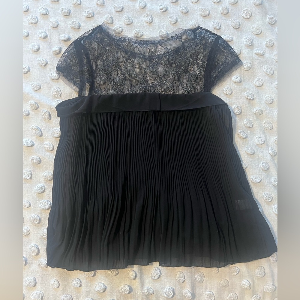 Alythea Black Lace and Pleated Blouse